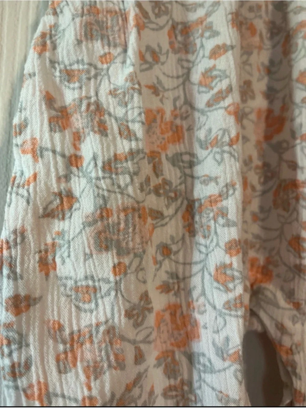 7 For All Mankind Cream Romper with Orange Floral Print